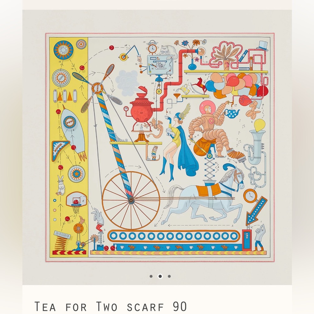 BNIB Hermes Tea for Two Scarf 90